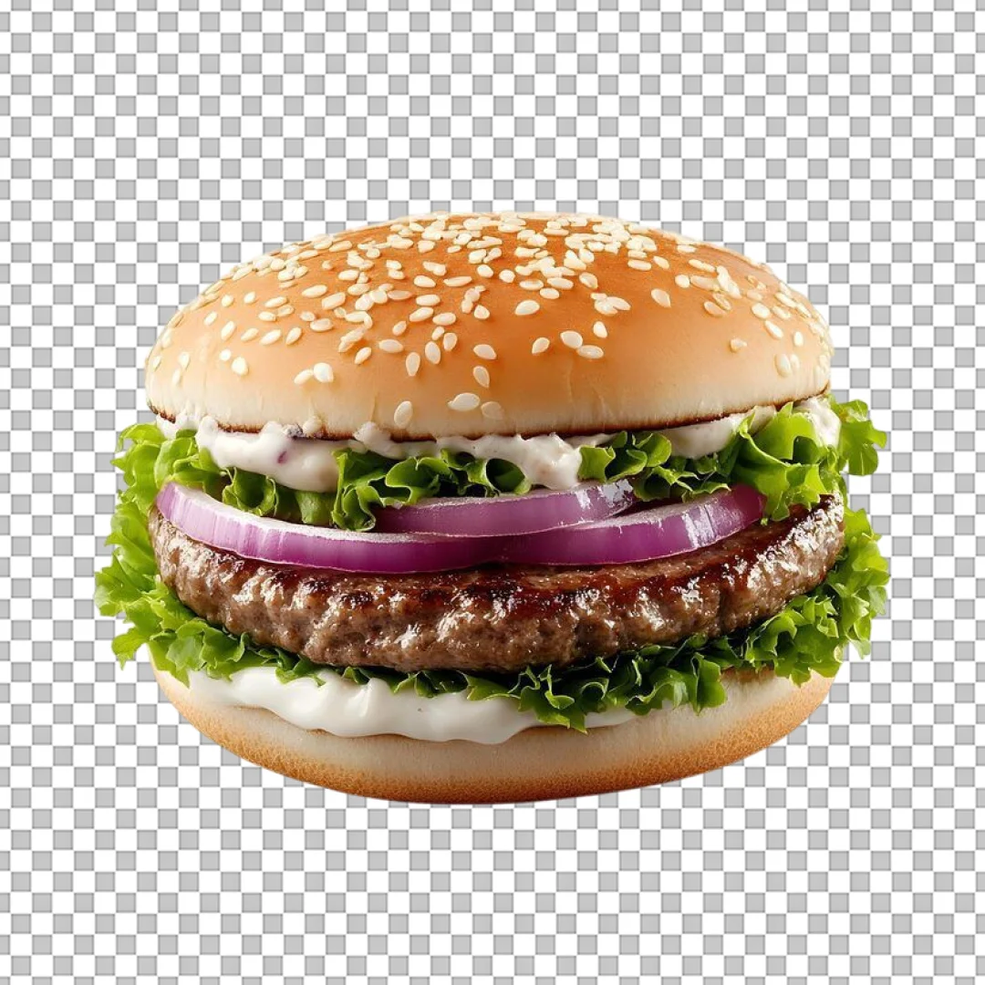 Beef Burger with Red Onion PNG