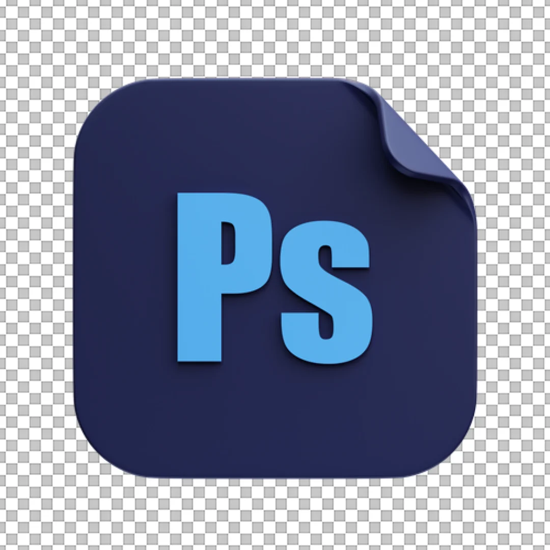 Blue Peeling Sticker 3D Photoshop Icon PNG