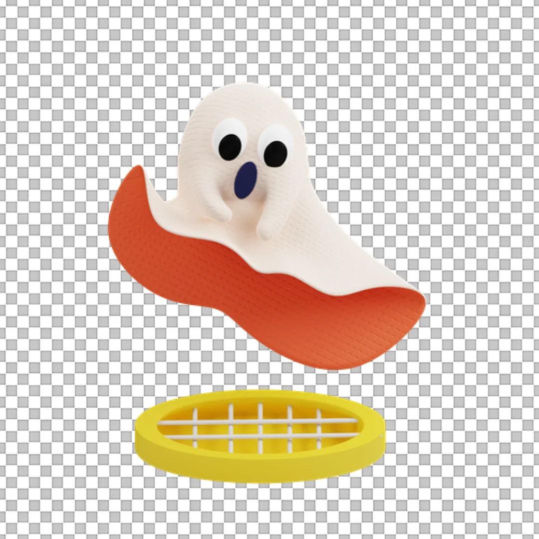 Funny 3D Ghost Icon Floating Over Subway Grate Pop Culture Reference