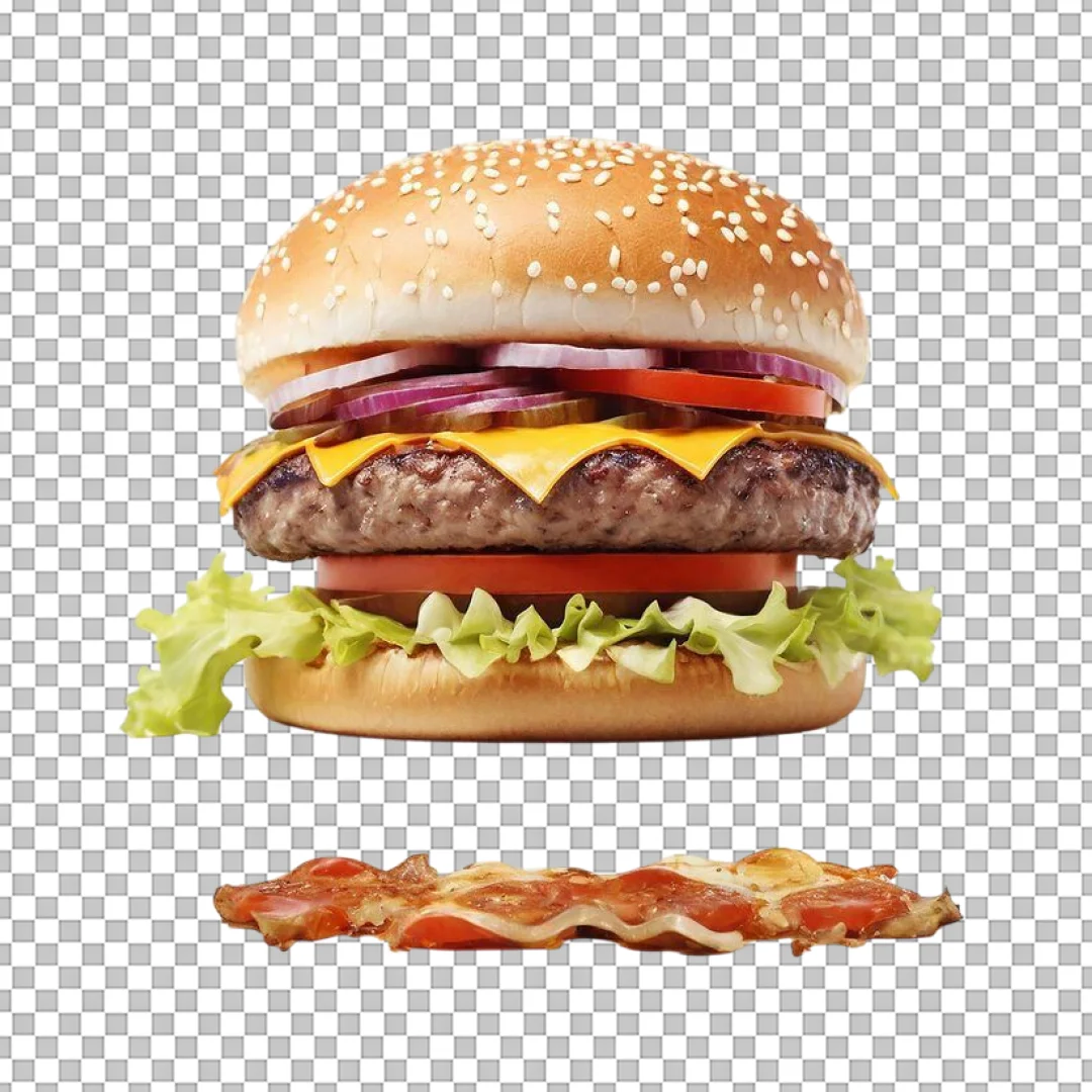 Cheeseburger with Bacon Strip PNG