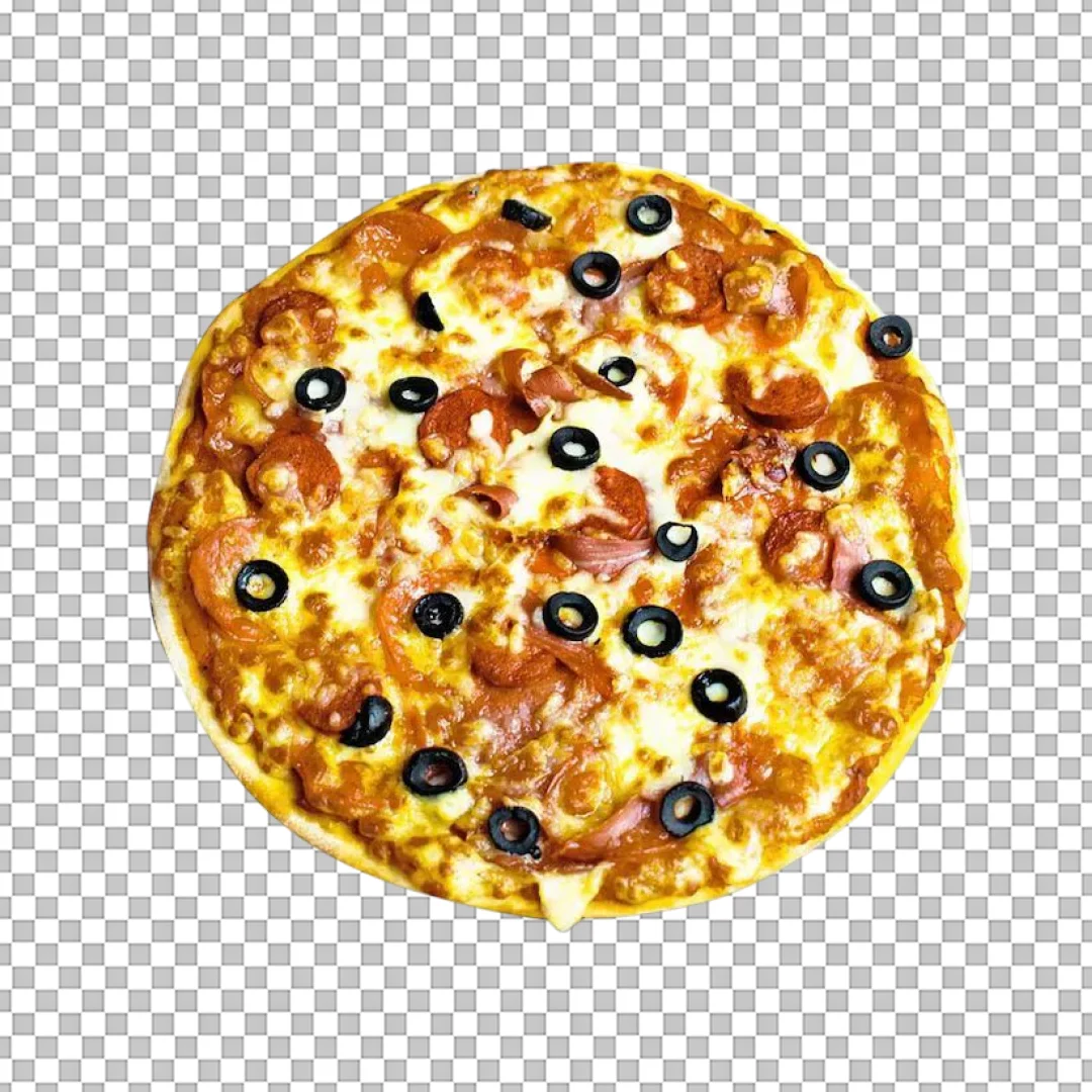 Cheesy Pepperoni Olive Pizza PNG