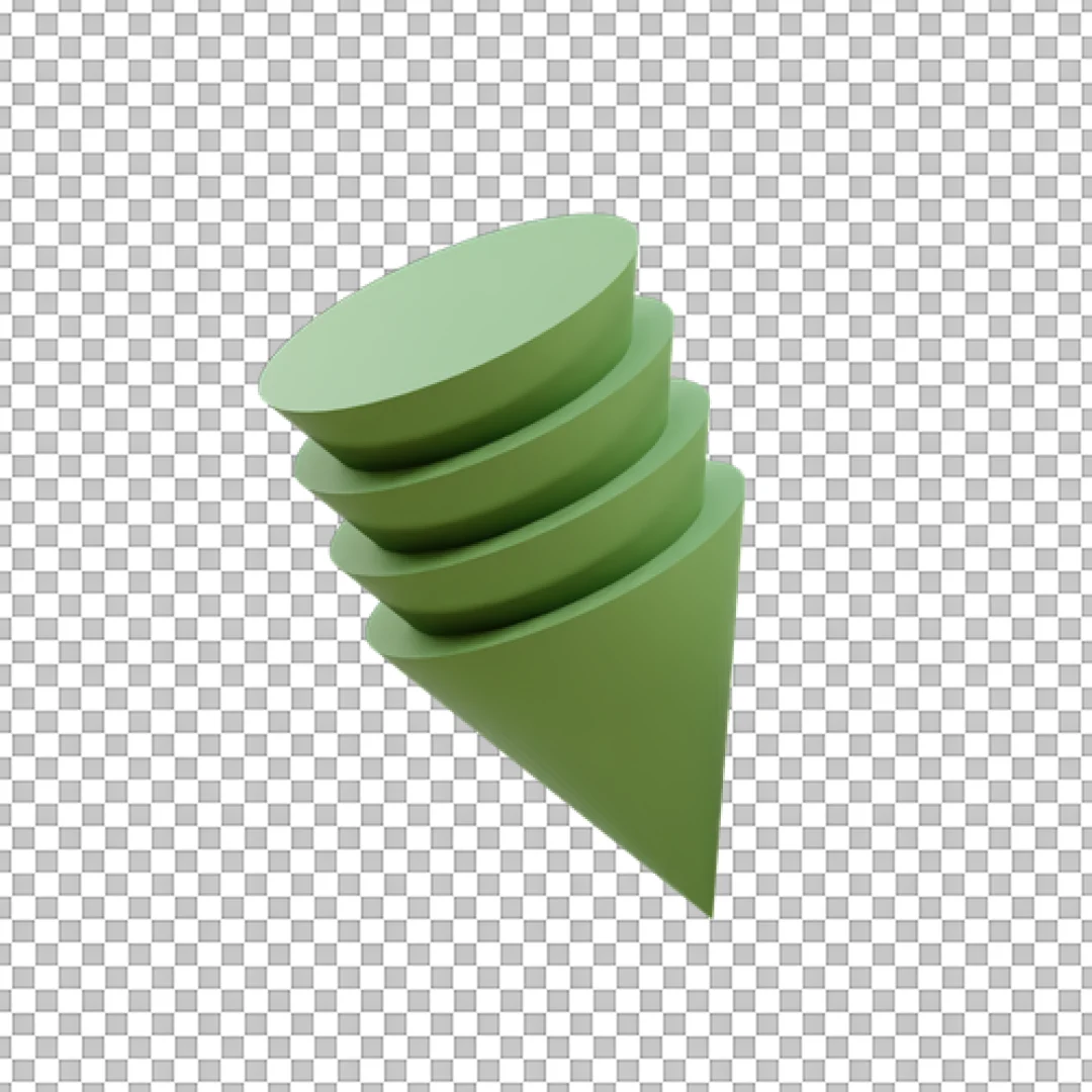 Stacked Layers 3D Icon Render of Green Cone Structure