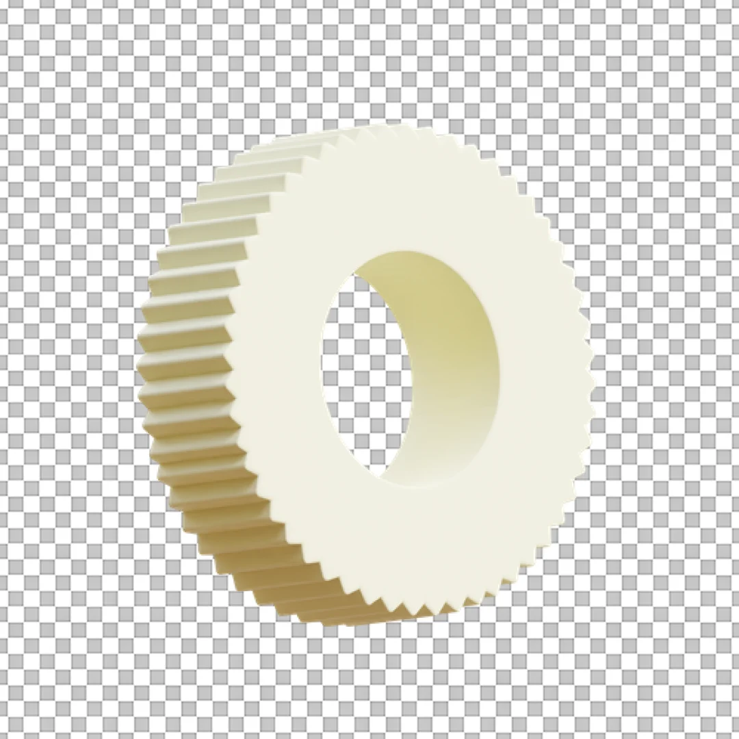 Creamy White 3D Gear Wheel Icon Representing Settings or Mechanism
