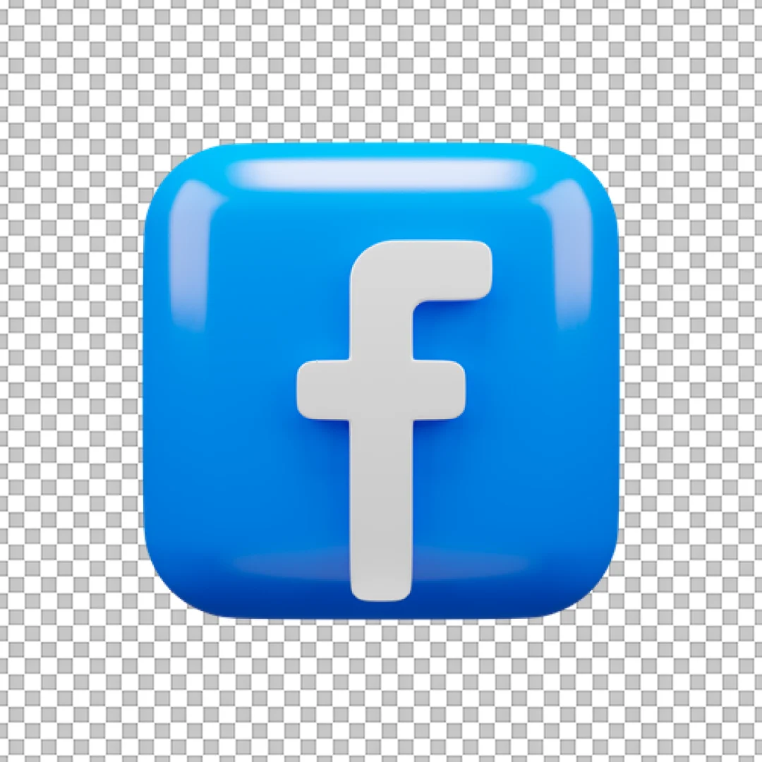 Glossy Blue Facebook Logo 3D Icon PNG