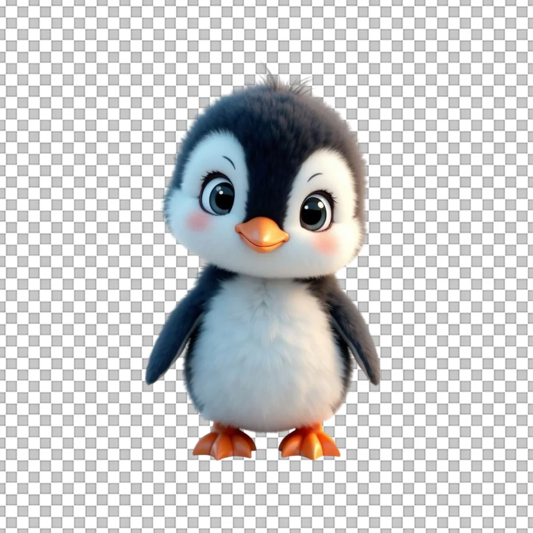 Cute Fluffy Baby Penguin Illustration PNG