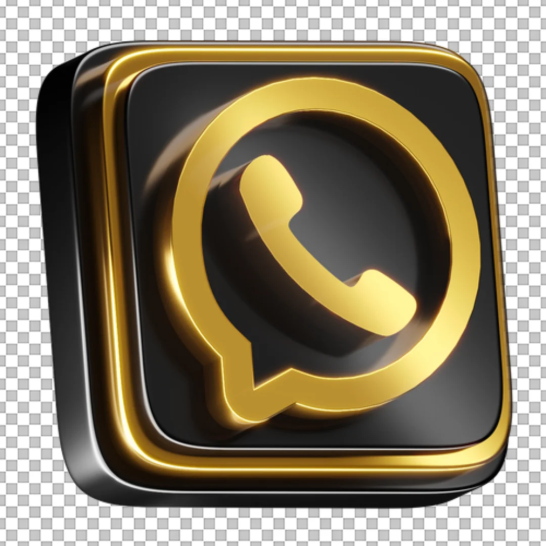 3D Gold WhatsApp Icon PNG