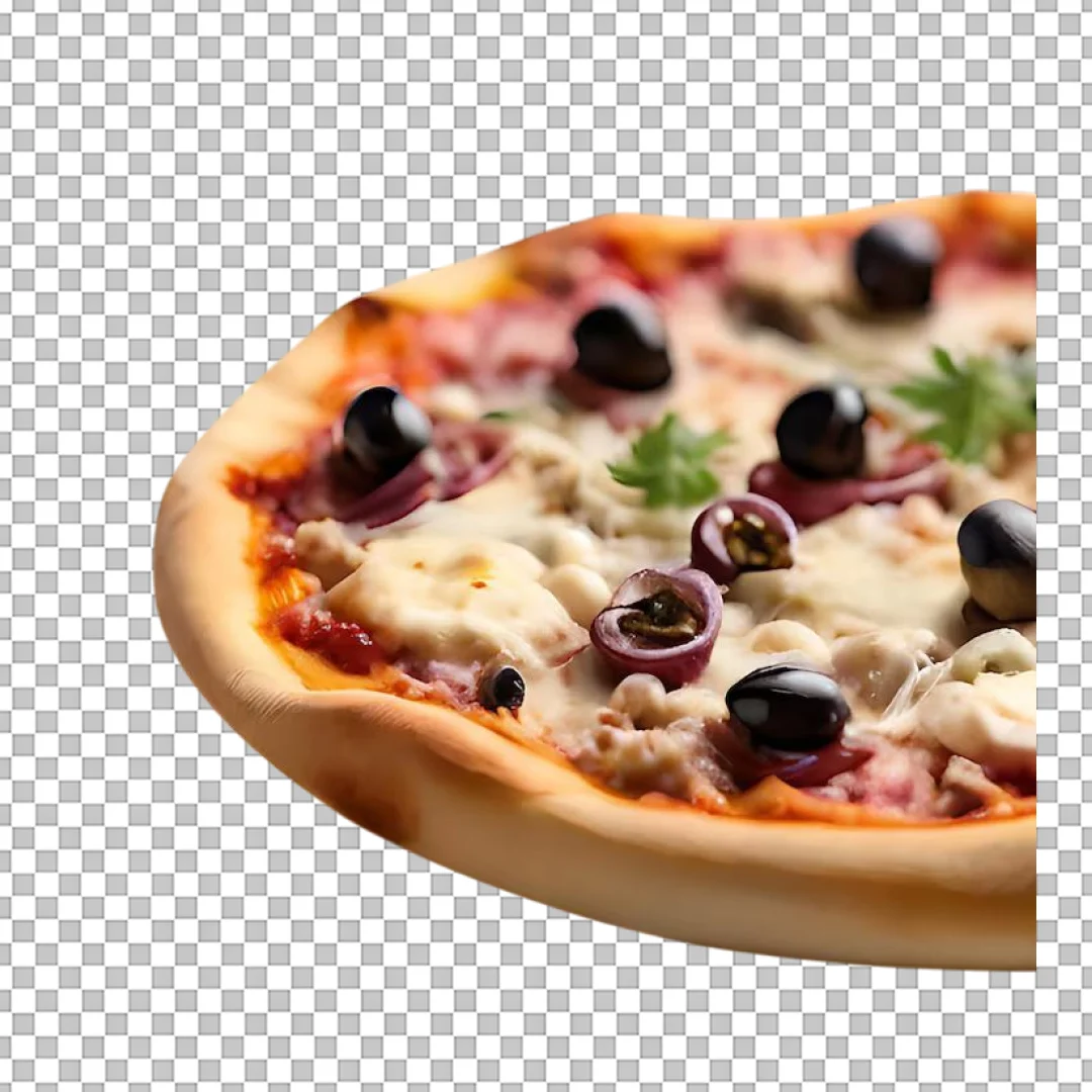 Olive Ham Pizza Closeup PNG