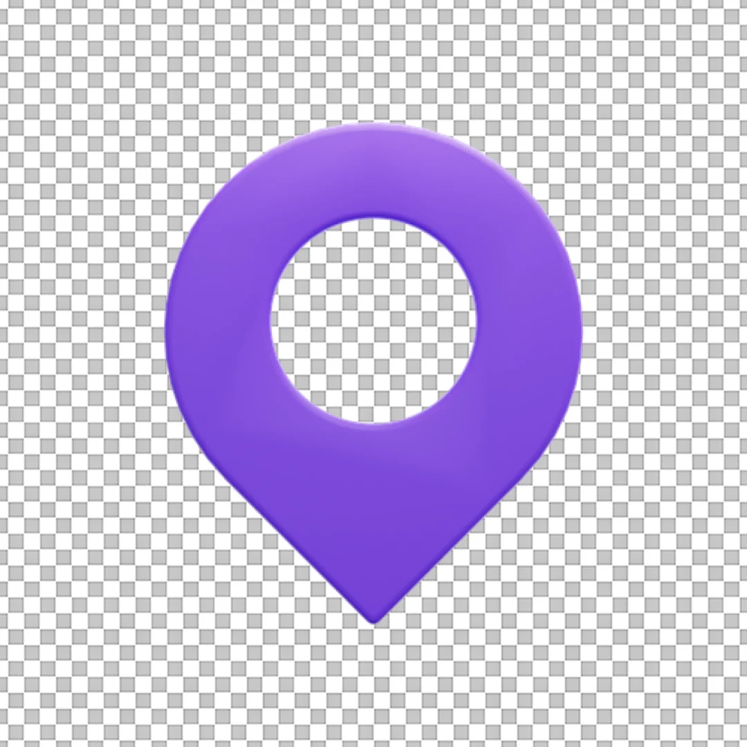 Purple Flat Style 3D Map Pin PNG