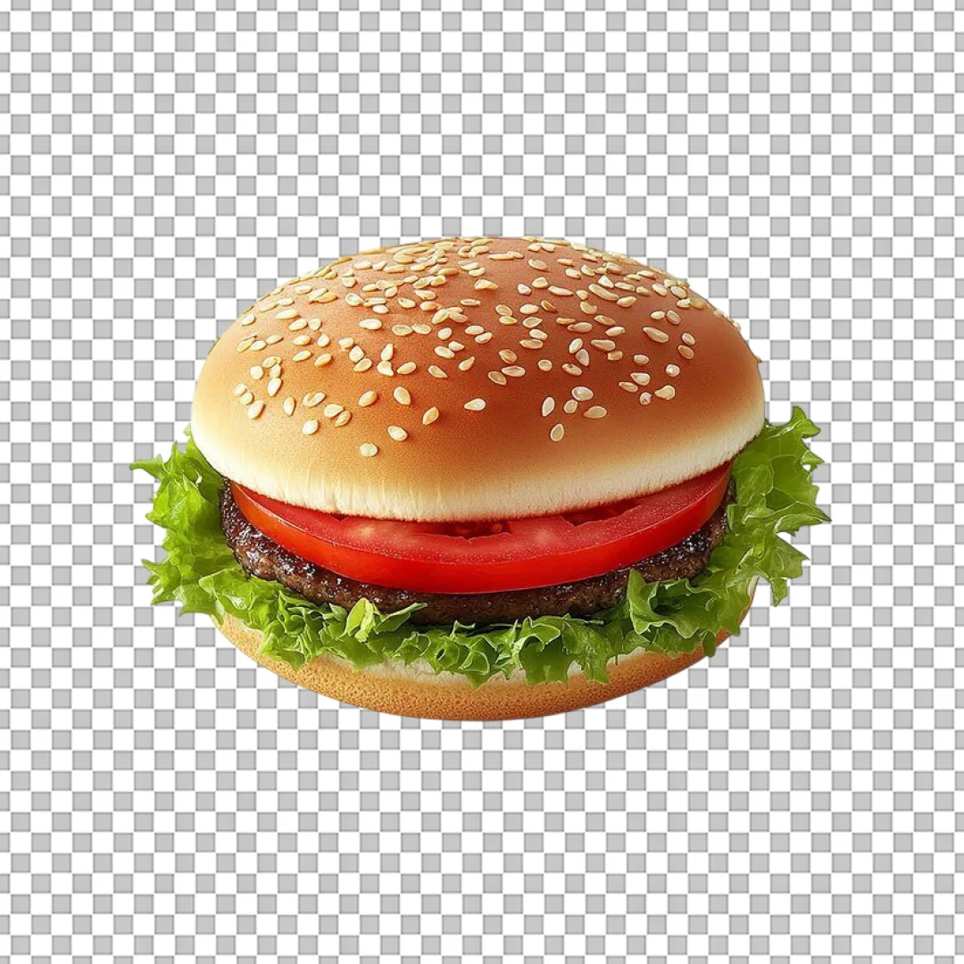 Simple Hamburger with Tomato and Lettuce PNG