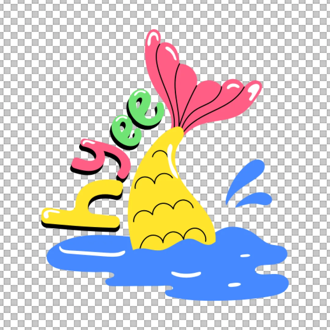 Colorful Mermaid Tail in Water PNG