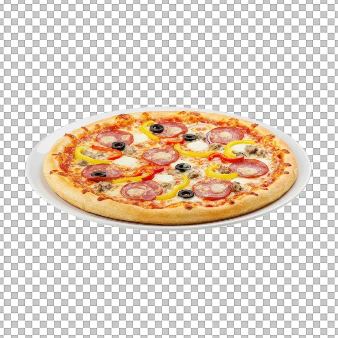 Salami and Bell Pepper Pizza PNG