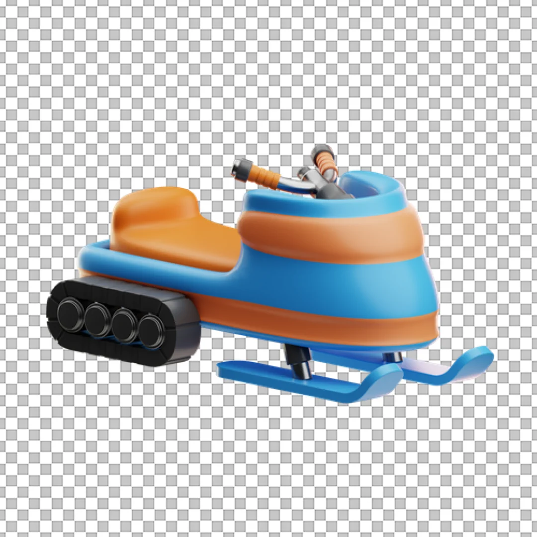 Blue and Orange Snowmobile PNG