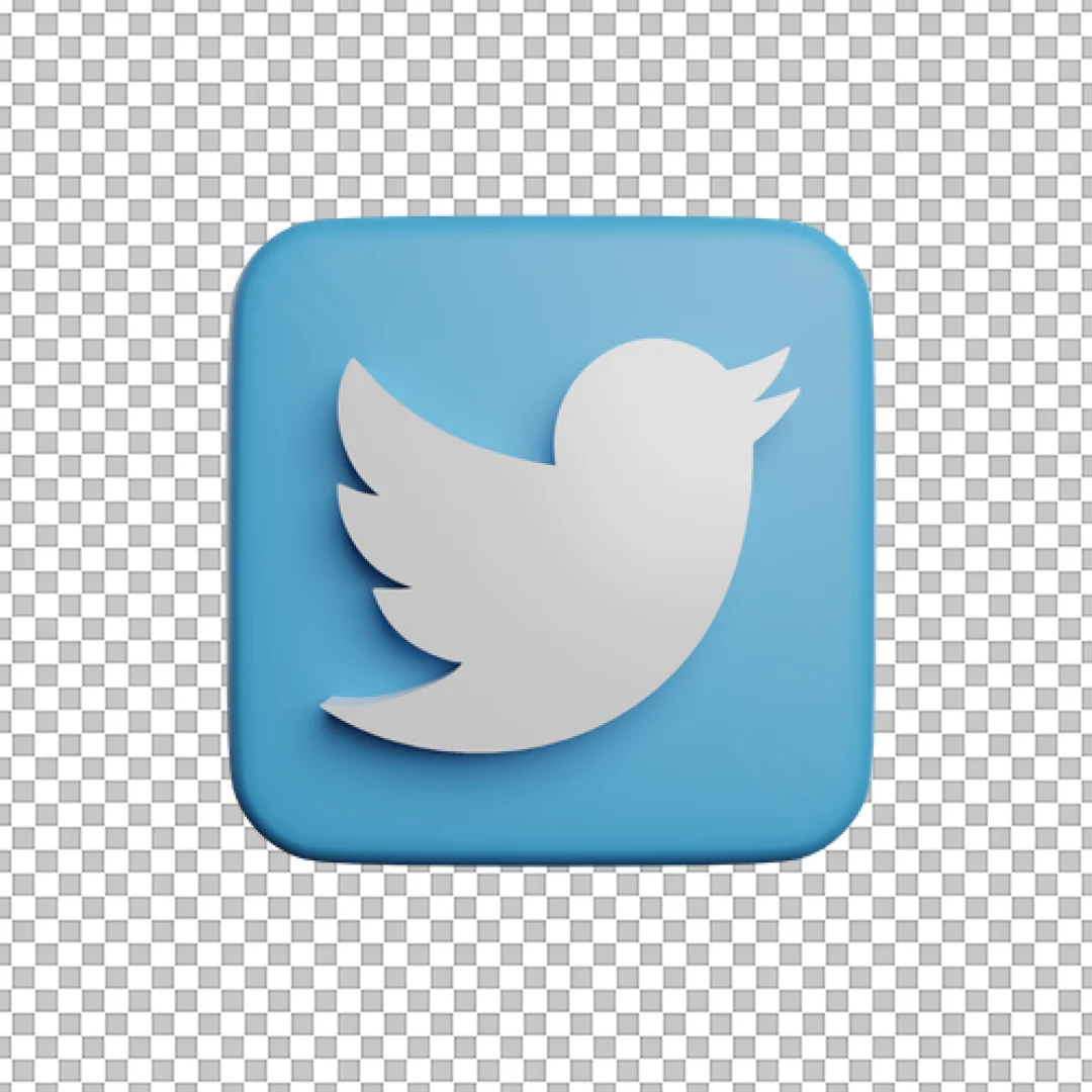 Matte Blue 3D Twitter Square Icon PNG