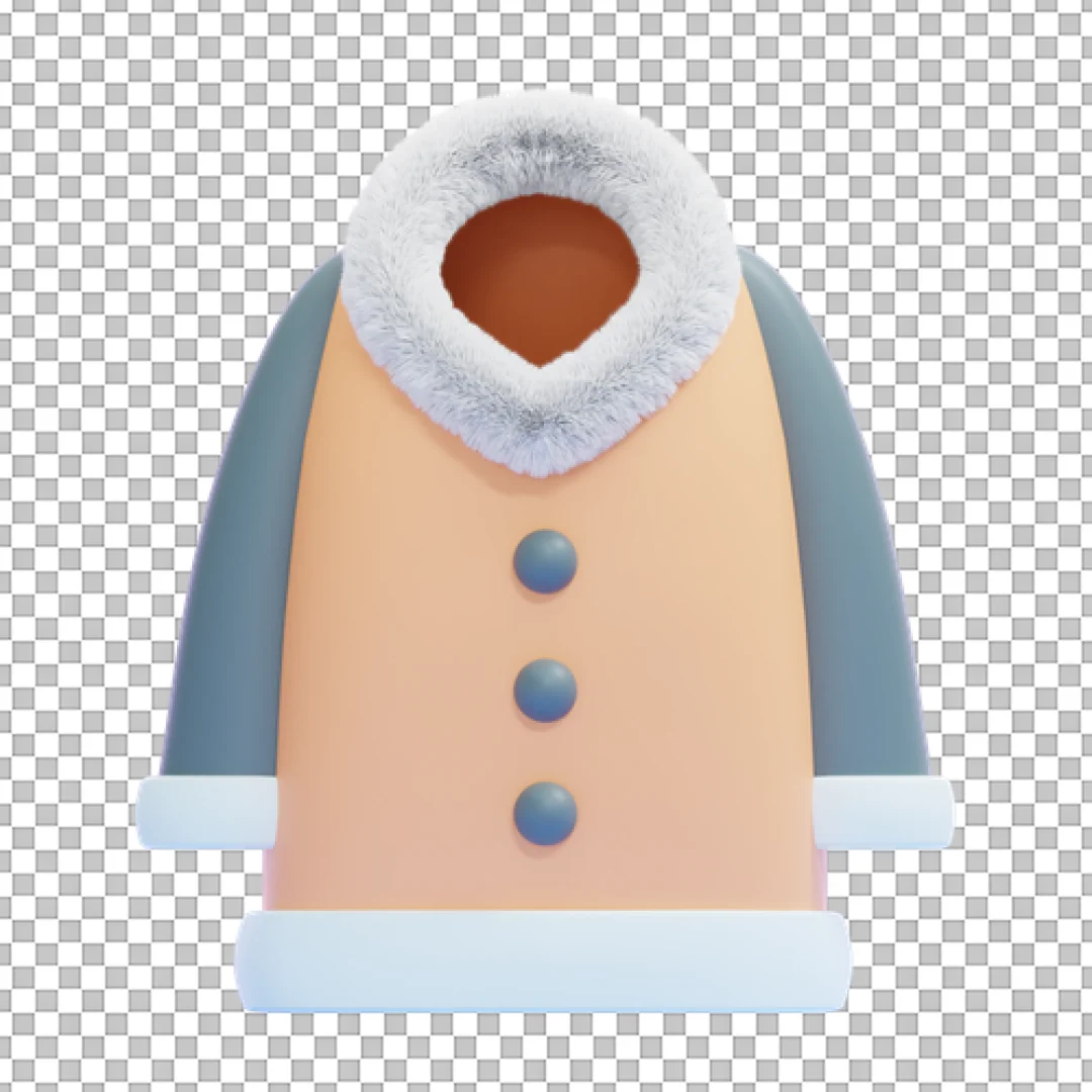 Beige Coat with Fur Collar PNG