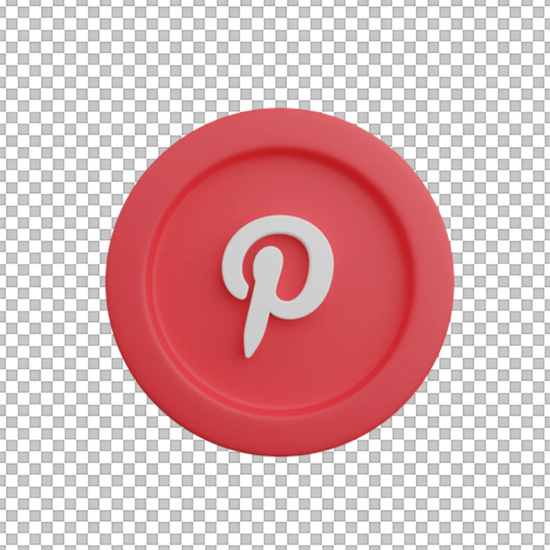 3D Flat Round Pinterest Logo PNG
