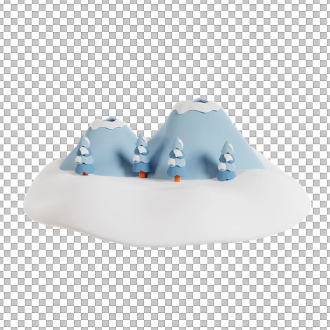 Winter Mountains Scene 3D PNG