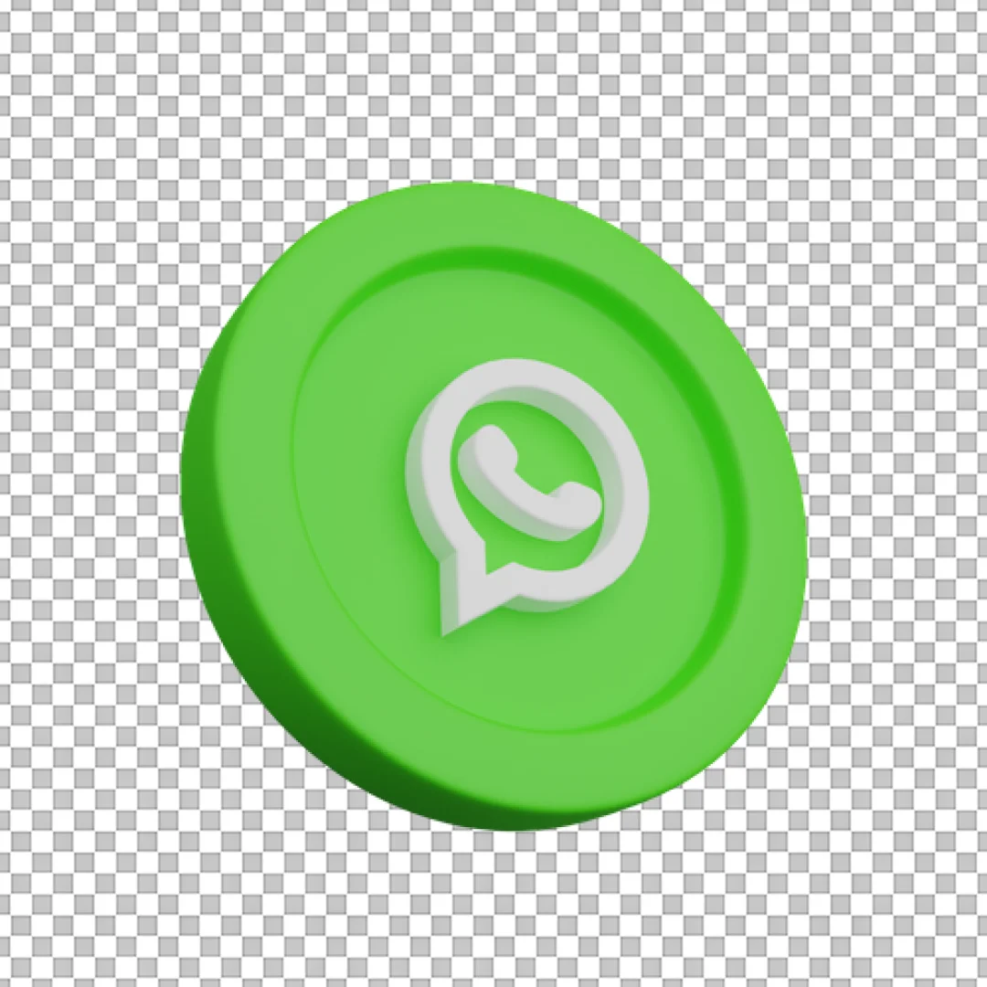 3D Green WhatsApp Coin PNG