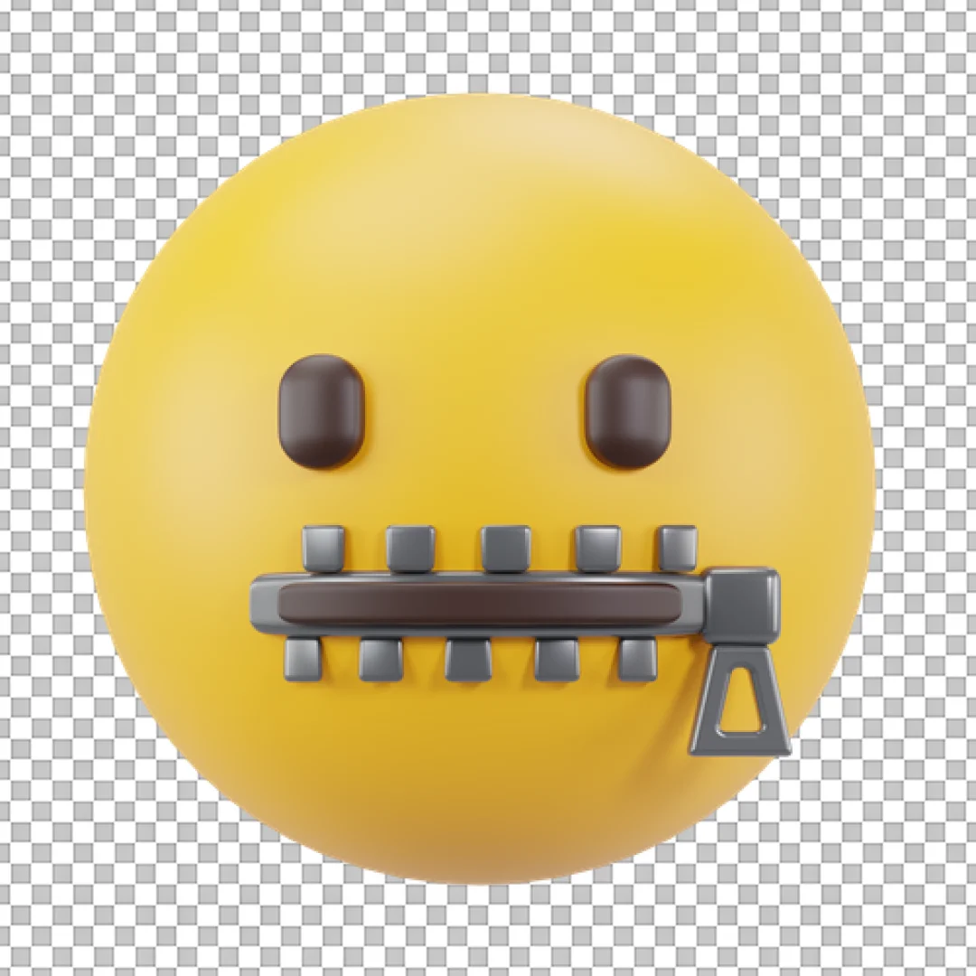 Yellow Emoji With Metal Zipper Mouth PNG