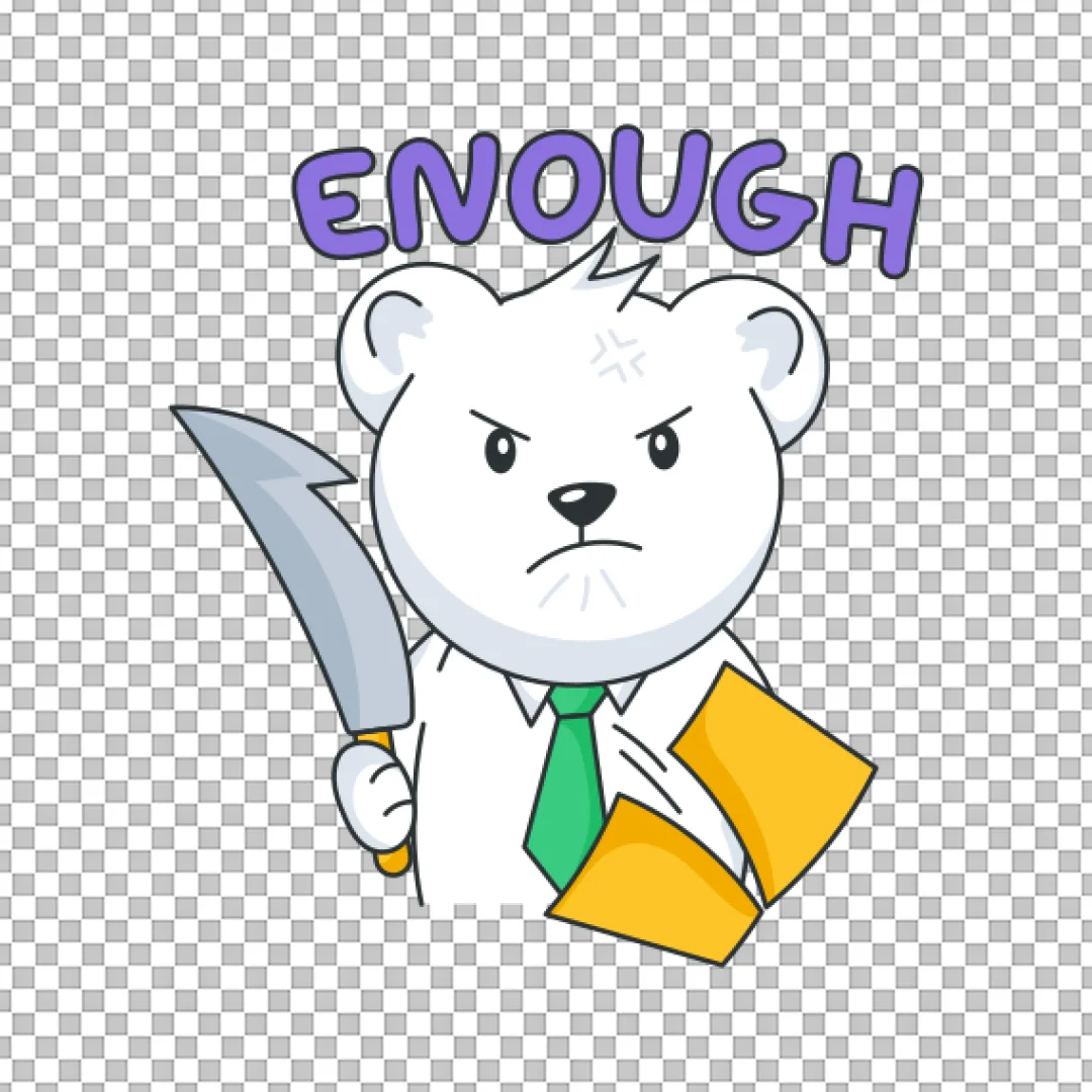 Angry Polar Bear Enough Sticker Design PNG