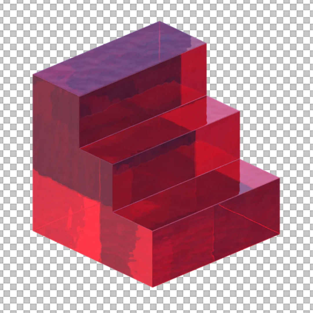Translucent Red 3D Steps Structure Representing Progression and Success