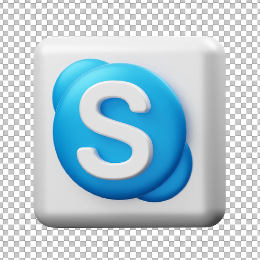 Skype Logo White Square Button 3D Icon PNG