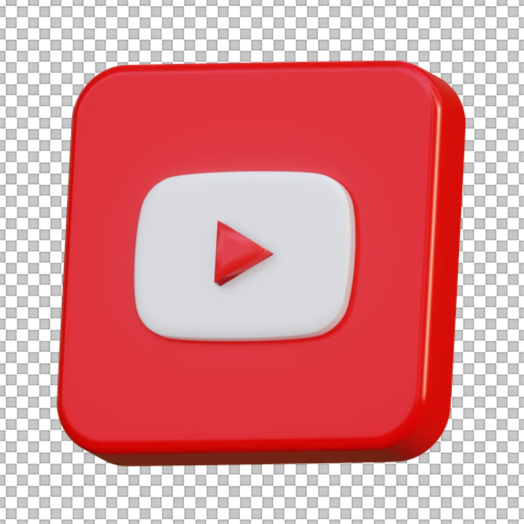Red YouTube Square 3D Icon PNG