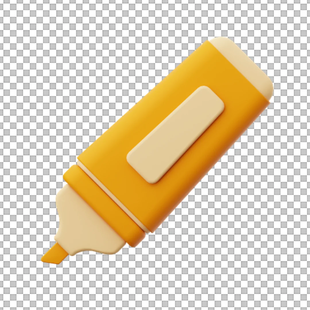3D Yellow Highlighter Marker Icon for Office and School Supplies