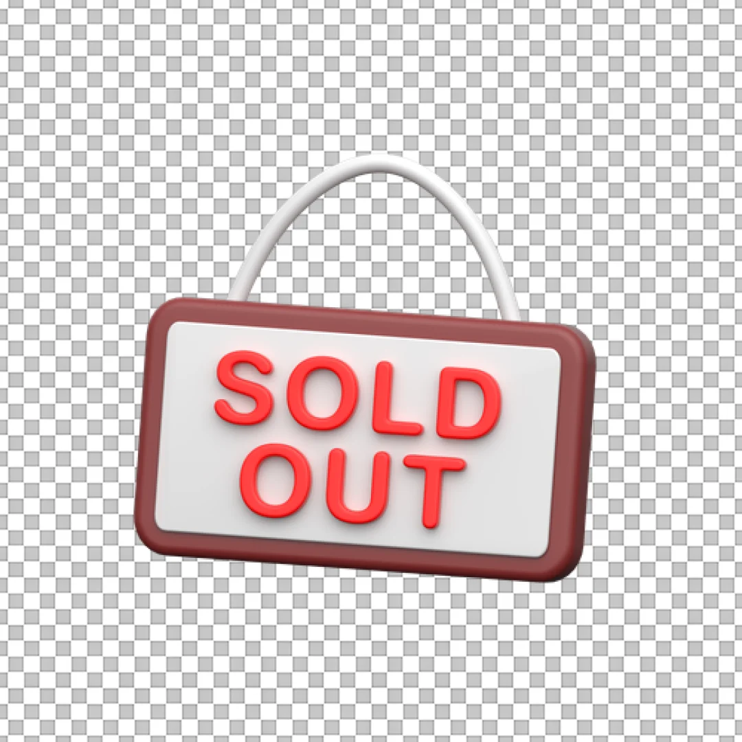 3D Sold Out Sign Icon for Retail and E-commerce Status