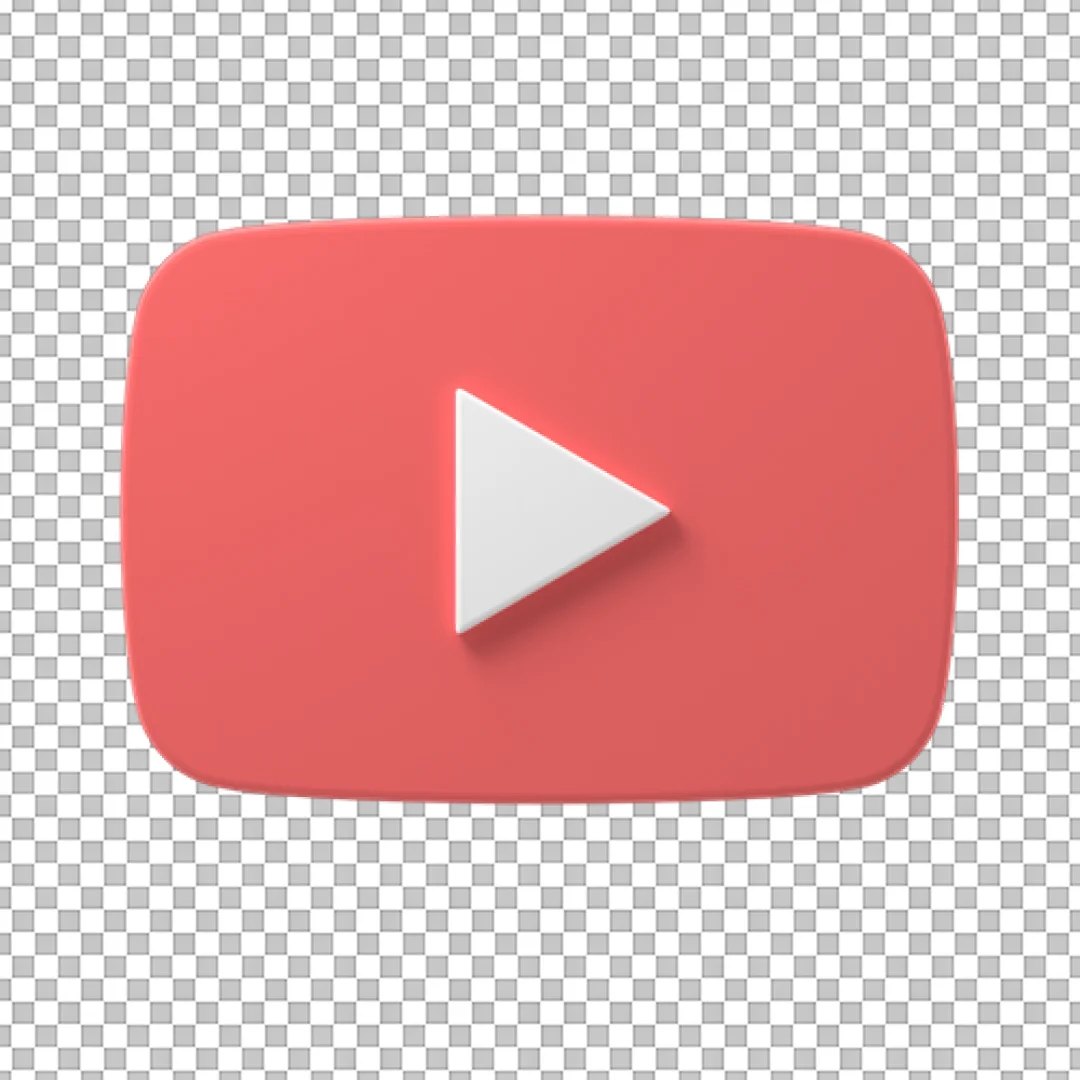 Matte Red YouTube Rectangle 3D PNG