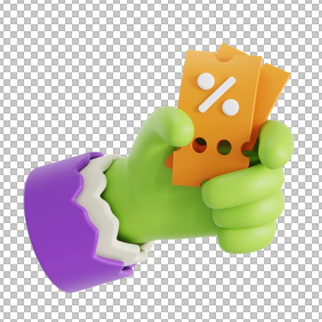 3D Zombie Hand Holding Discount Tickets PNG