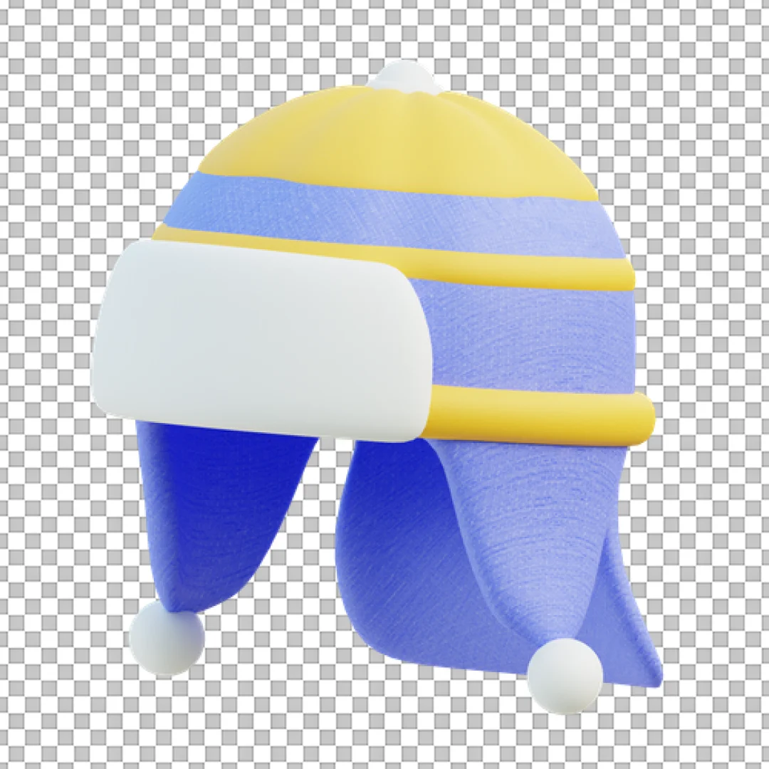 Yellow And Blue Ushanka 3D PNG