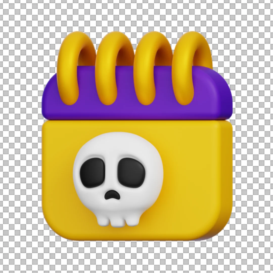 Calendar Icon With Skull Face 3D PNG