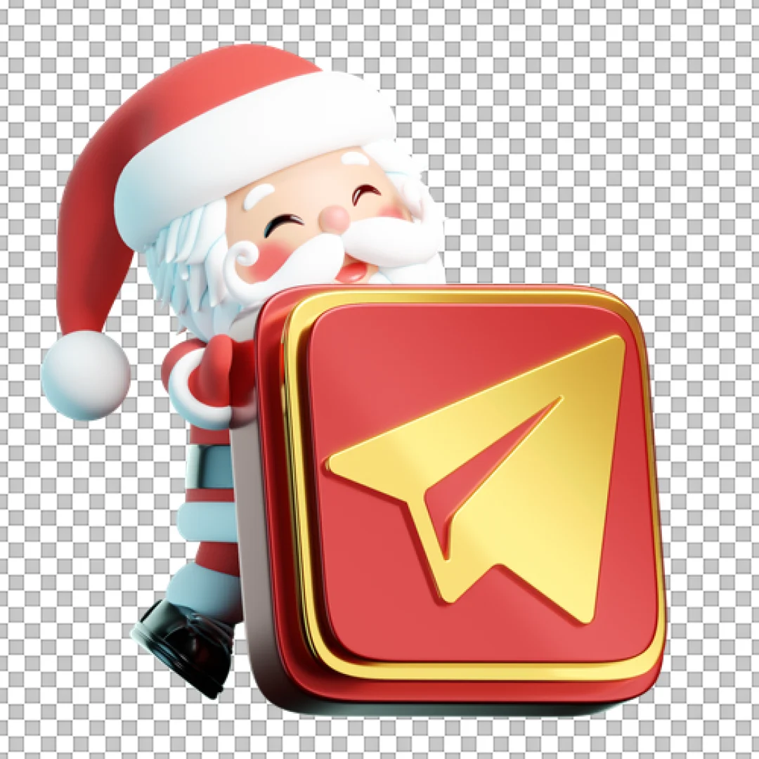 3D Santa with Telegram Icon PNG