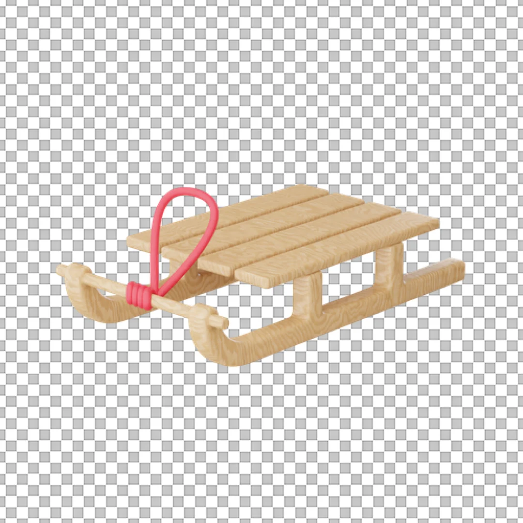 Wooden Winter Sled 3D PNG
