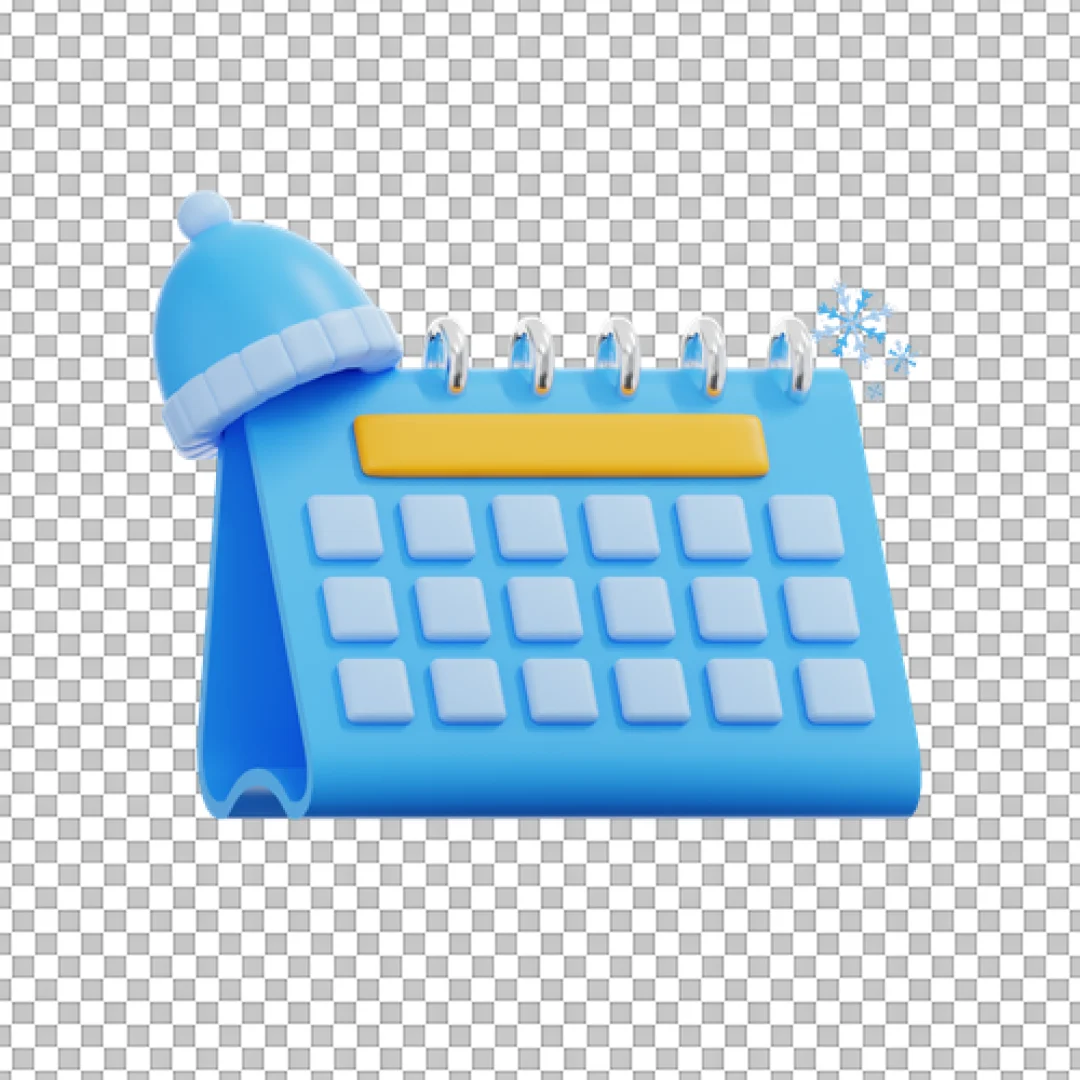 Calendar With Winter Hat 3D PNG