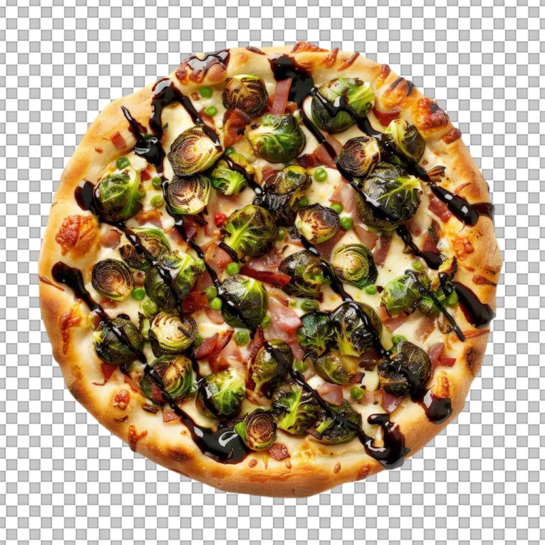 Brussels Sprout Balsamic Glaze Pizza PNG