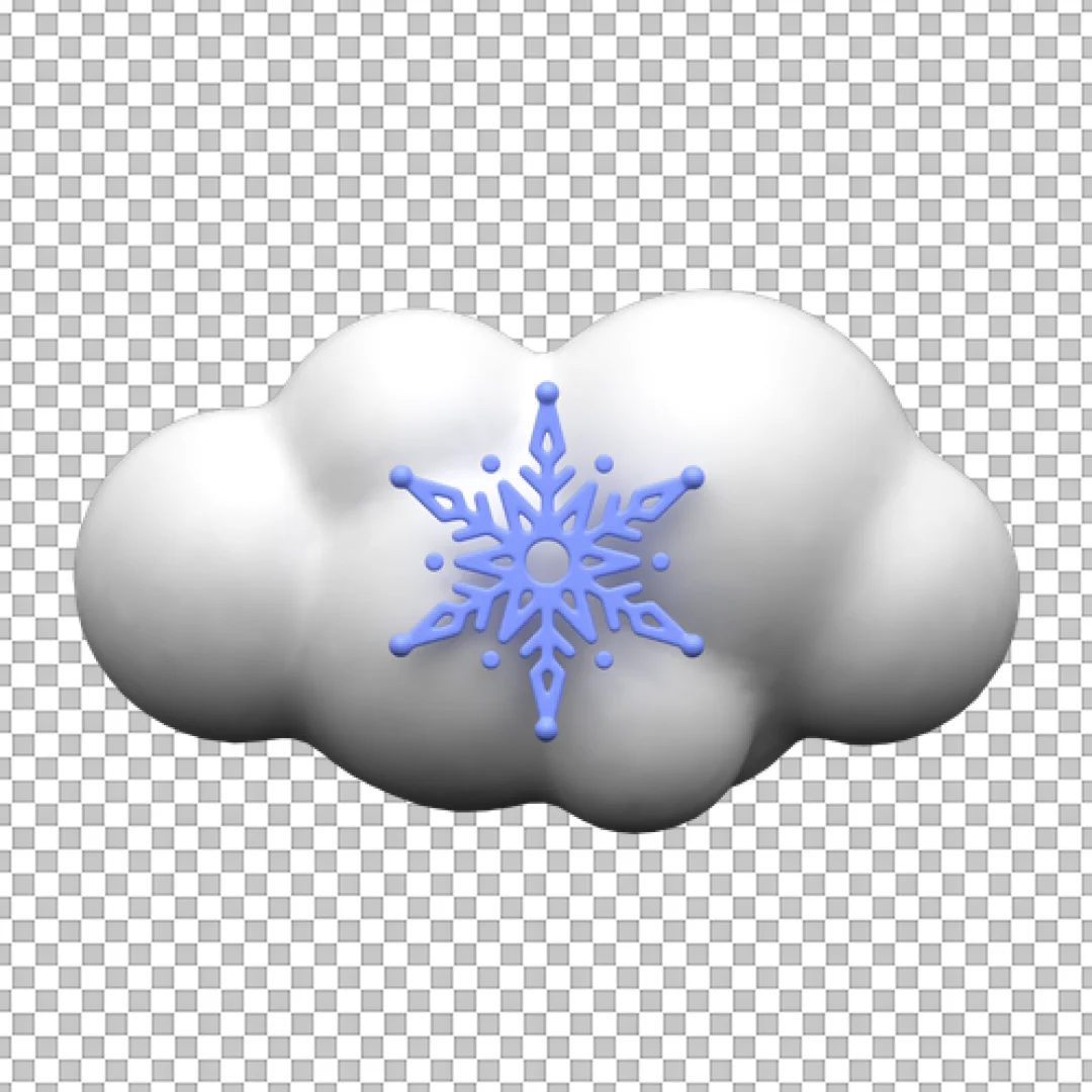 Cloud Blue Snowflake 3D PNG