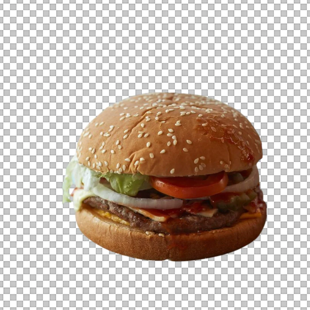 Simple Cheeseburger with Toppings PNG
