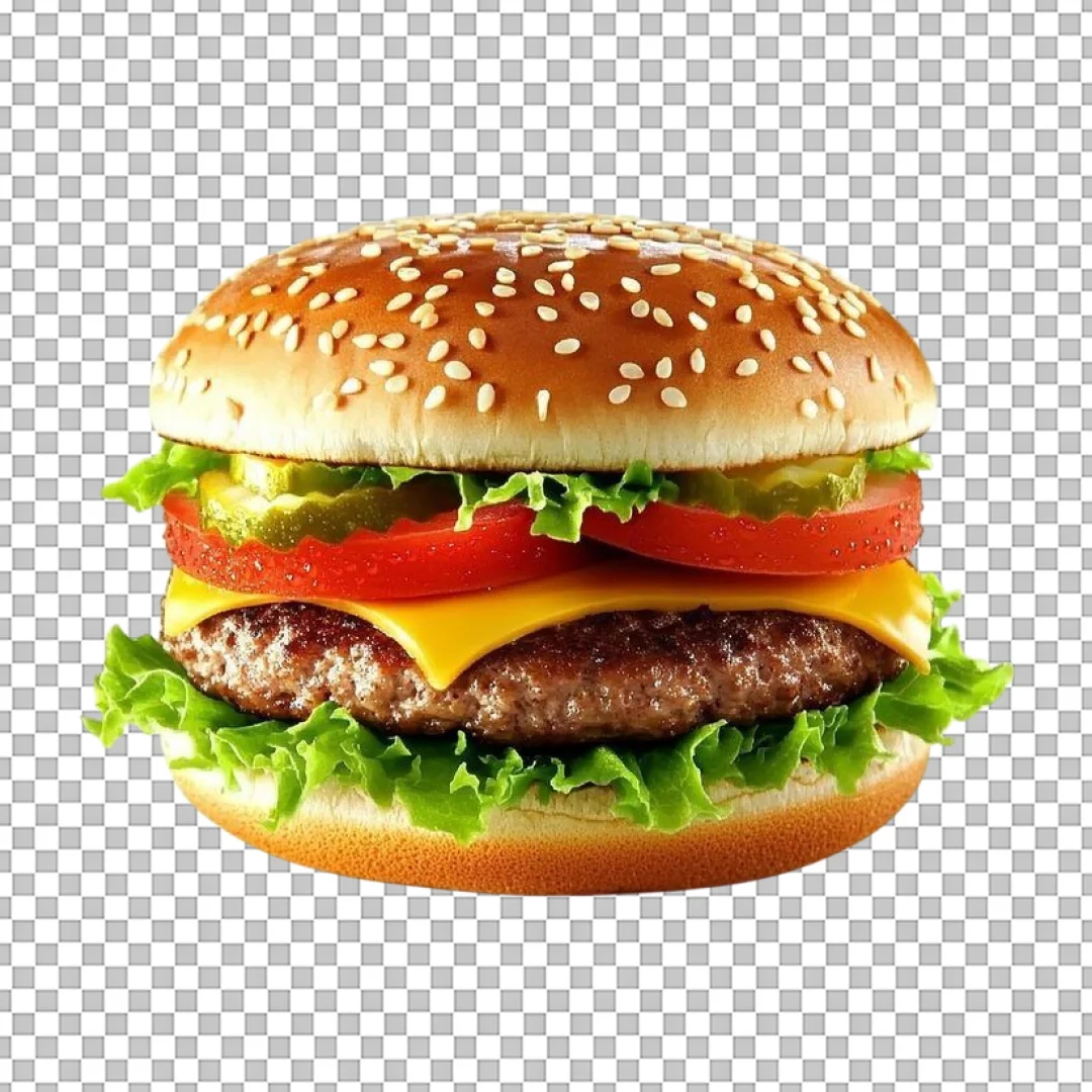Classic Cheeseburger with Pickles PNG