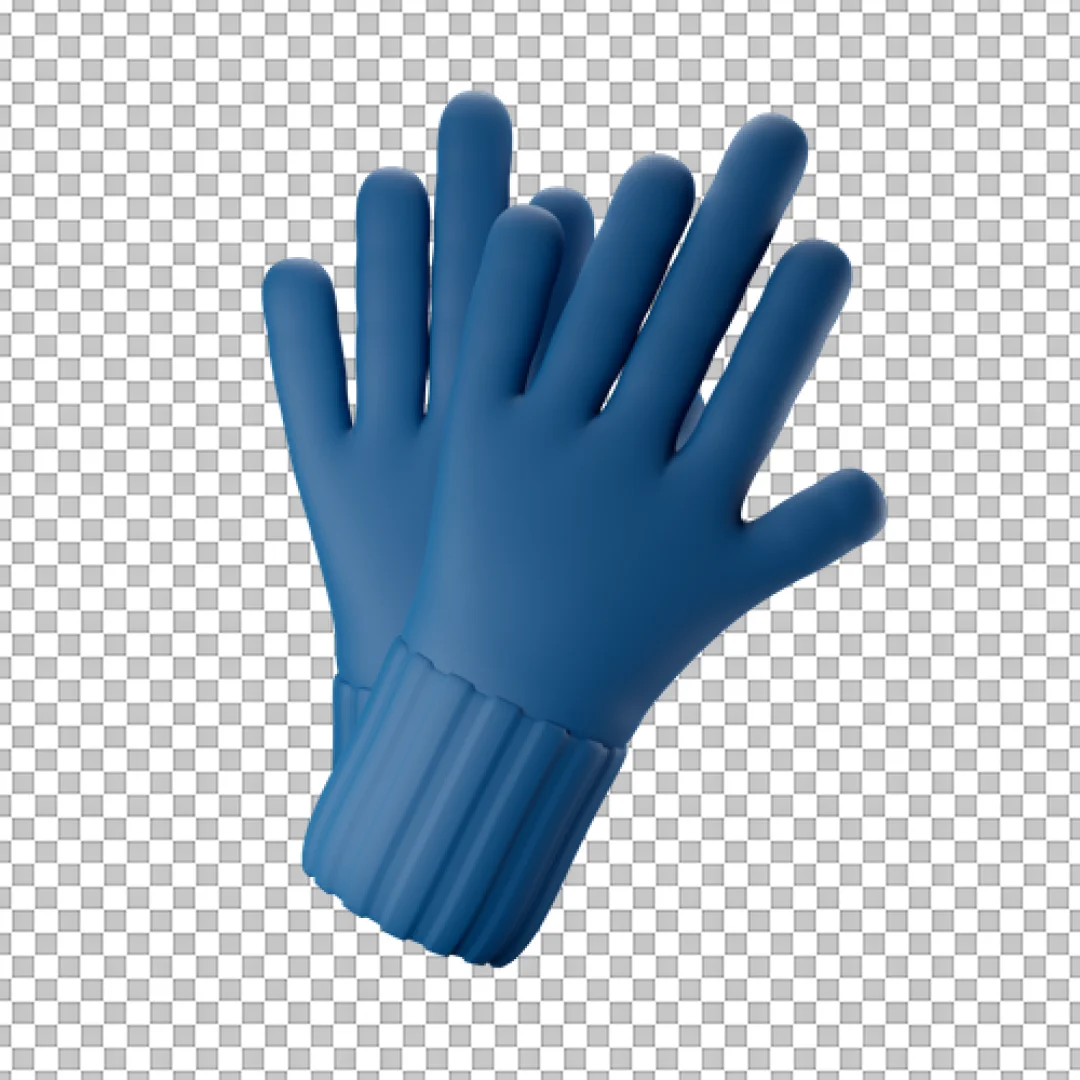 Blue Winter Gloves 3D Illustration PNG