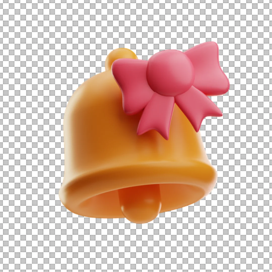 Orange Bell With Pink Ribbon Bow PNG