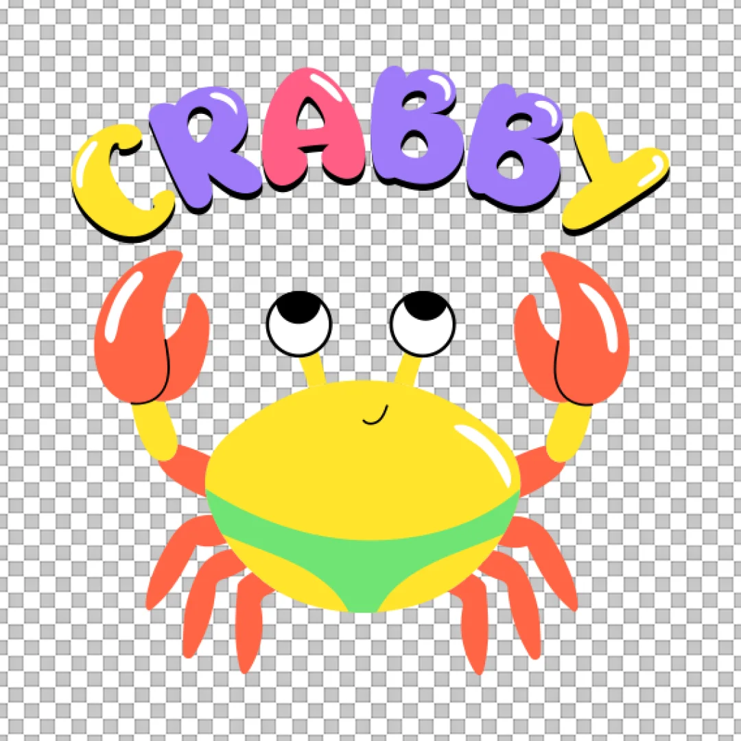 Cute Cartoon Crab Crabby Sticker Design PNG