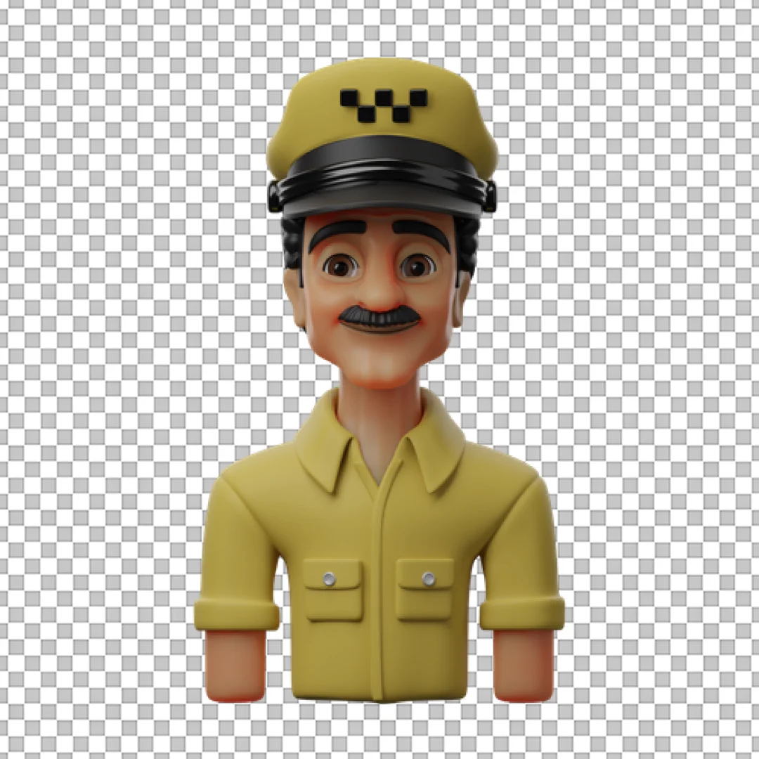 Cheerful 3D Male Taxi Driver Character Icon