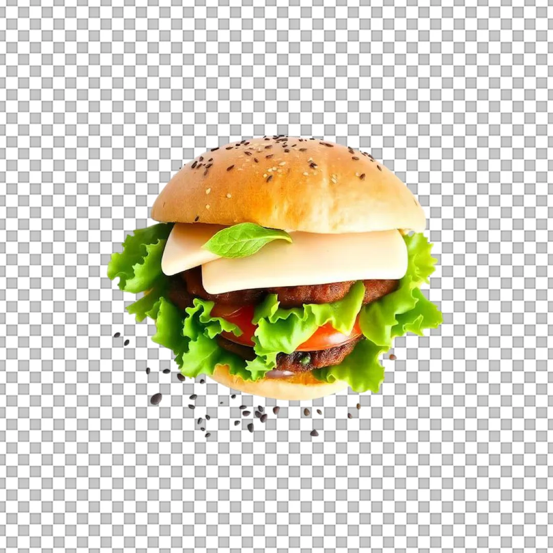Double Patty Burger with White Cheese PNG