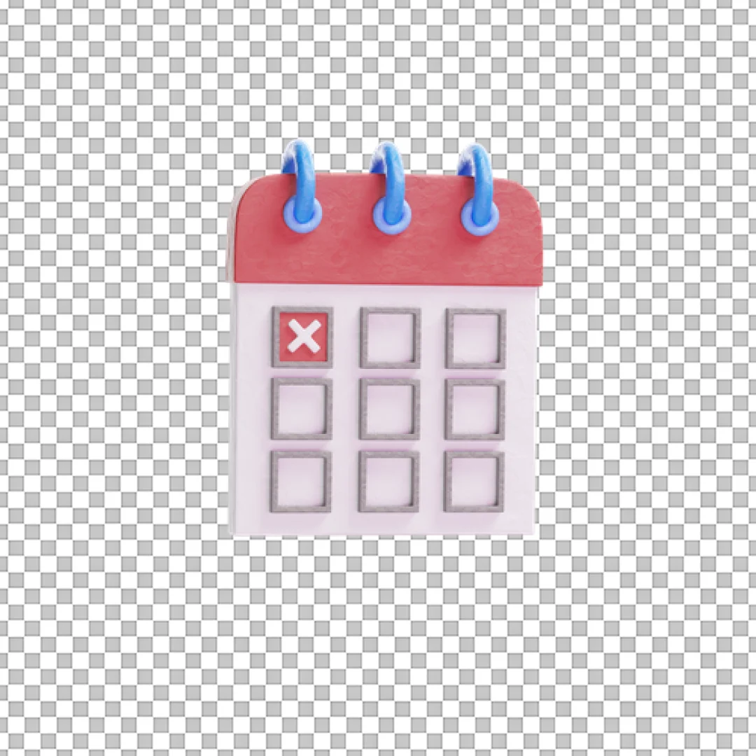 Calendar Icon With Checkmark 3D PNG