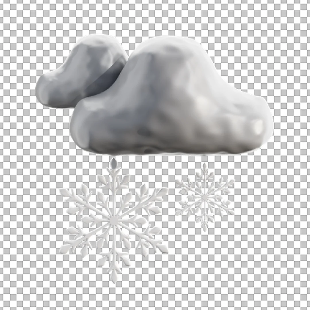 Grey Cloud Snowing 3D PNG