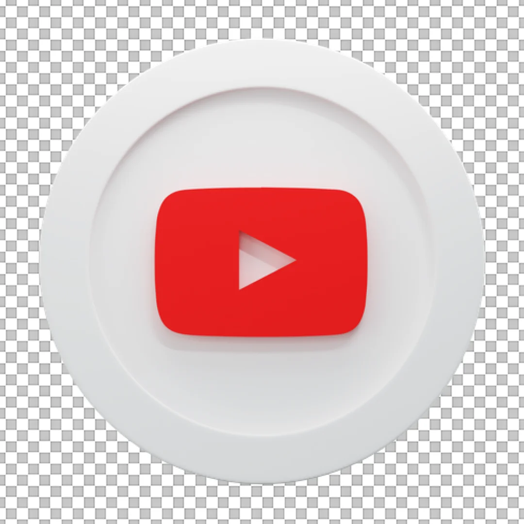 White Circle Red 3D YouTube Button PNG