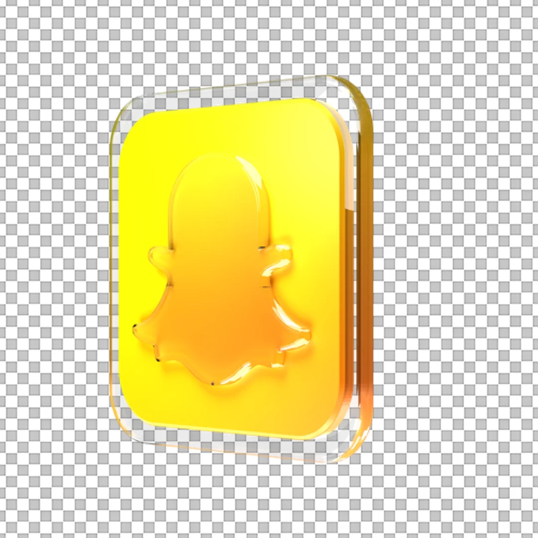 3D Glass Gold Snapchat Icon PNG