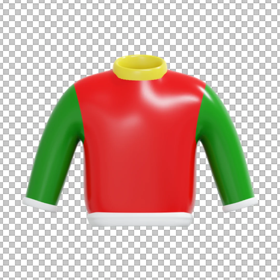 Red And Green Sweater 3D Icon PNG