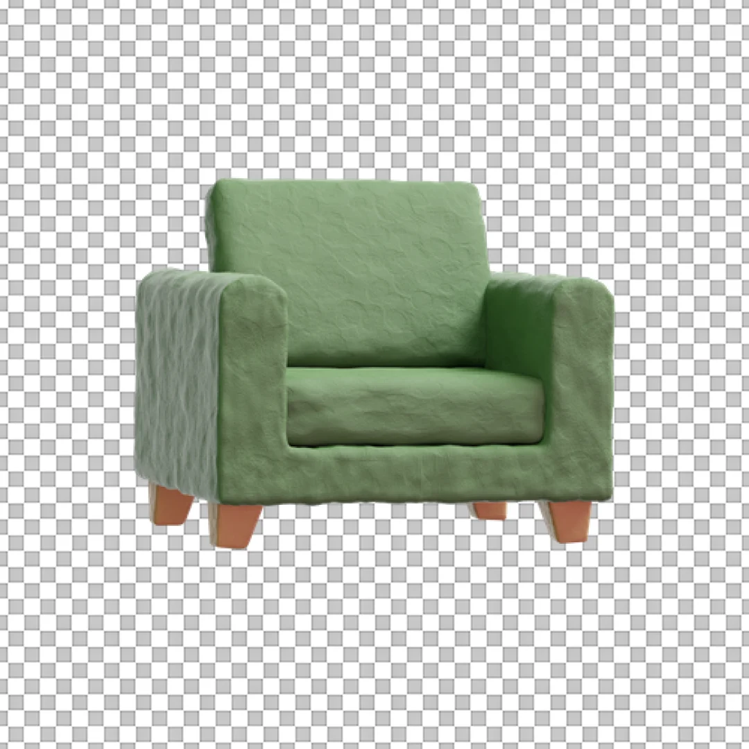 Green Armchair Furniture Clay Style 3D Icon PNG